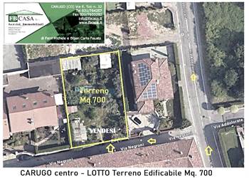 CARUGO CENTRO VENDESI TERRENO EDIFICABILE 